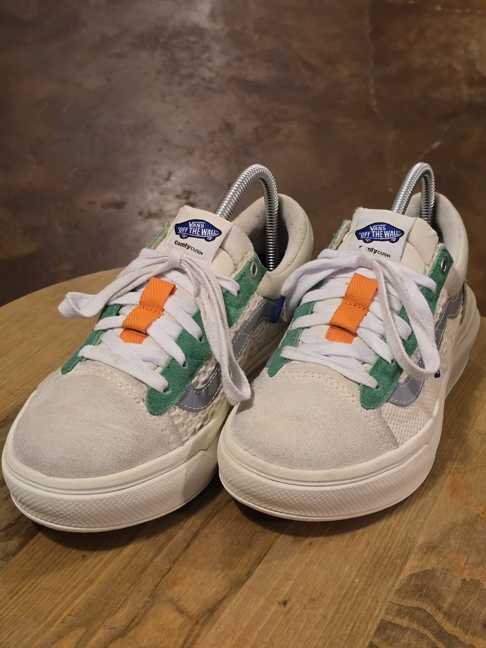 VANS Old Skool Overt Plus CC Sneakers White Green Orange Women’s 7 Men’s 5.5